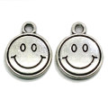 Wholesale 100Pcs Plated Smiling Face Charms Round Pendant Necklace DIY Craft Jewelry Embellishment Accessories