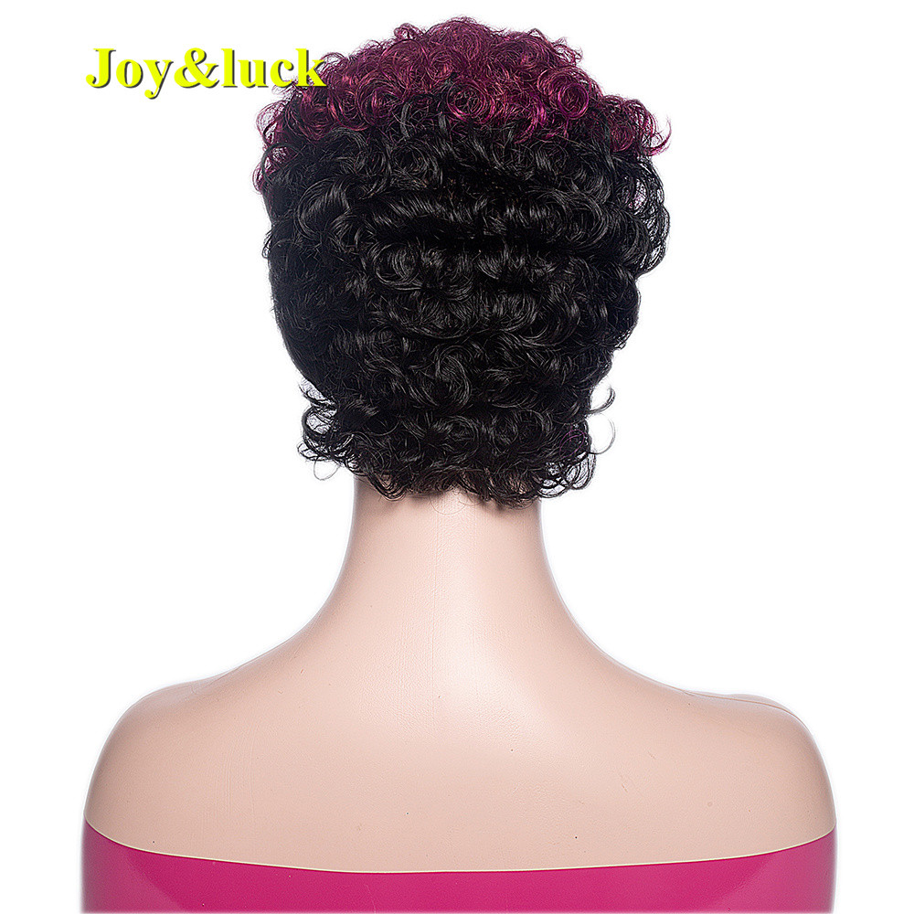 Wholesale African Wigs Black Ombre Purple Cosplay Wig Ladies Hair Natural Short Kinky  Curly for Black Women Synthetic Hair Wigs