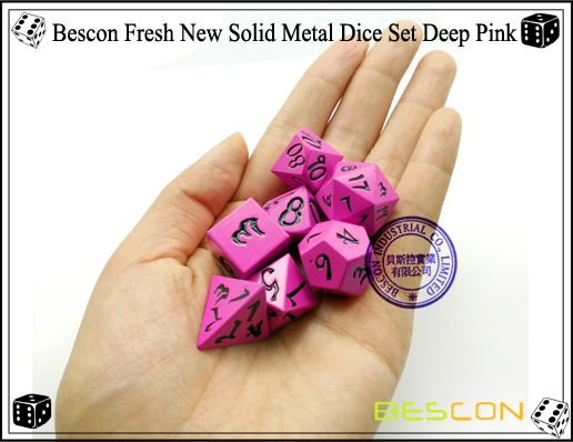 Bescon Fresh New Solid Metal Dice Set Deep Pink-7 Bescon Fresh New Solid Metal Dice Set Deep Pink-7