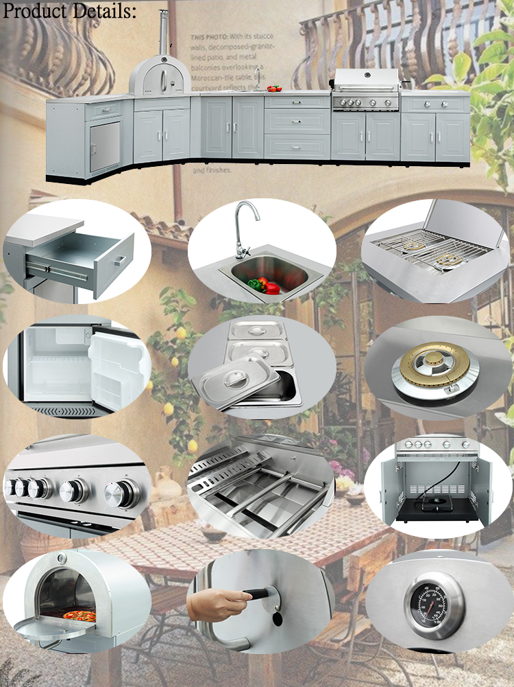 Multifunctional outdoor kitchen cabinet