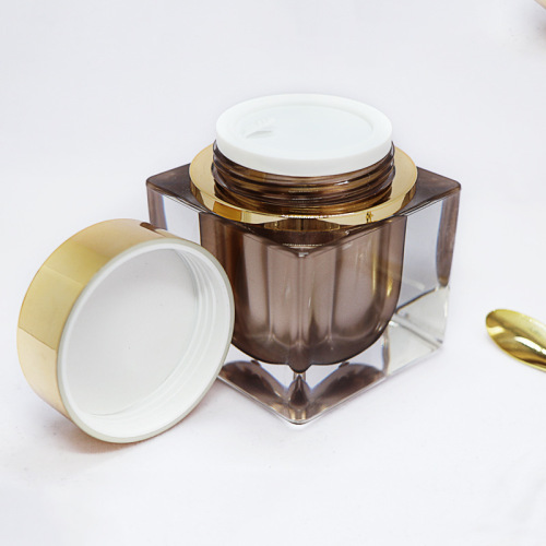 Diamond cap square brown acrylic cosmetic Bottle