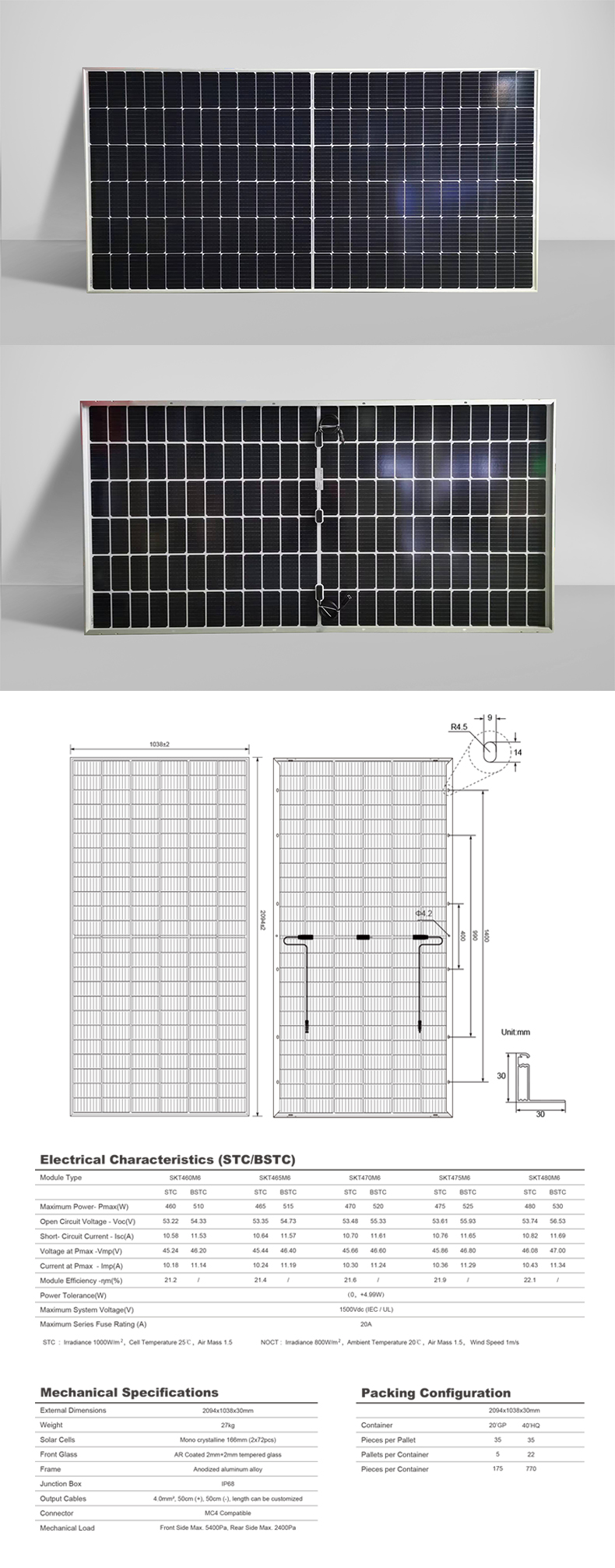 Sunket HJT PV Modulo 166mm 144cells Bifacial