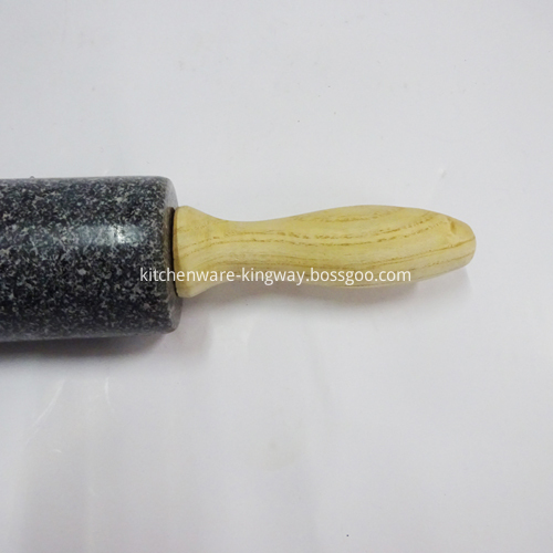 Black Marble rolling pin with wooden handle