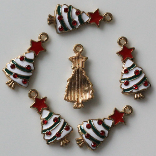 Groothandelsprijs 11*20MM Strass Kerstboom Hangers Kerstvakantie Charms Oorbellen Sieraden Maken: