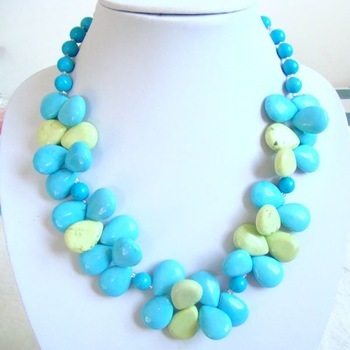 Turquoise gemstone necklace raindrop beads TQN0075