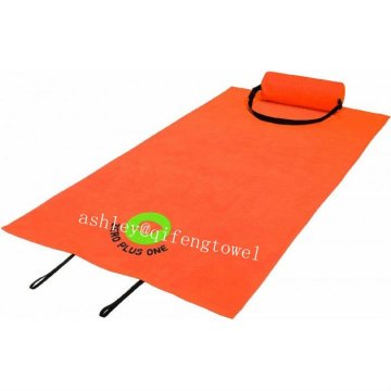 Velour Cotton Foldable Beach Towel With Pillow