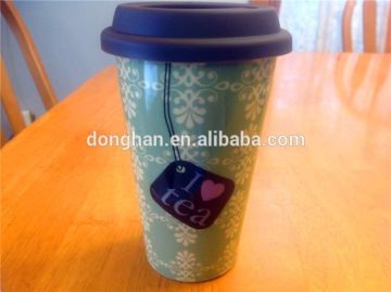 porcelain travel coffee mug with silicone lid