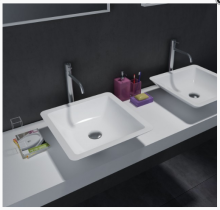 Counter top wash basin WB005 of solid surface-matte white-585x340x120mm