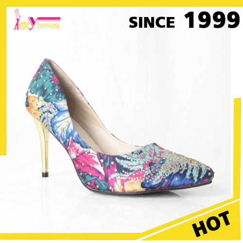 New fashion colourful stiletto heel pump dress party women shoes 2017