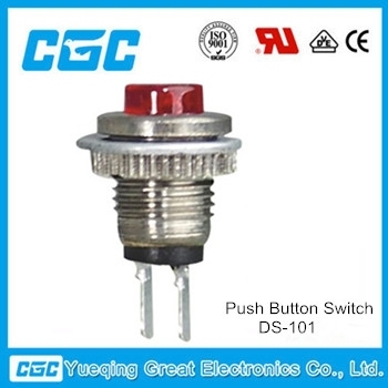 2015 CGC red and green 0.5A metallic material 8mm push button switch,thread push switch