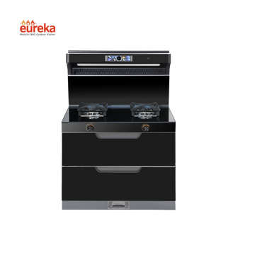 Comprehensive Efficient Cooking Integrated Kitchen Range Countertop Gas Stove Cooker with Automatic Cleaning Range Hood