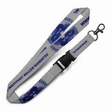 Polyester Lanyard with Nickel-plated Clip and Carabiner Hook