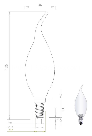 C35T 4W LED Filament Candelabra Bulb - Filament Candle Light 