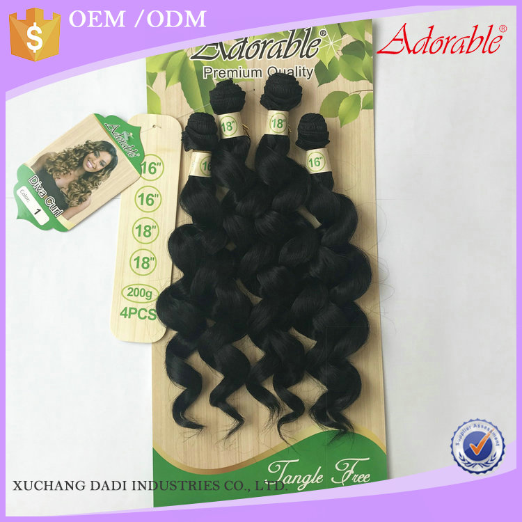 super super diva weaves artificial hair bundles for african,synthetic hair extension mixed diva curl 4pcs 1#