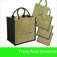 Hot Sell custom printed jute bag with bamboo handle