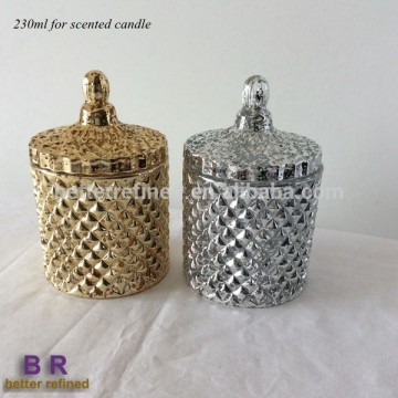 Mecury glass candle jar with lid/Silver glass candle jar