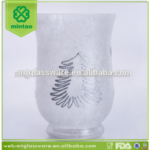 christmas silver glass hurricane vase hand made