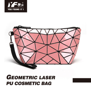 Geometric laser PU cosmetic bag