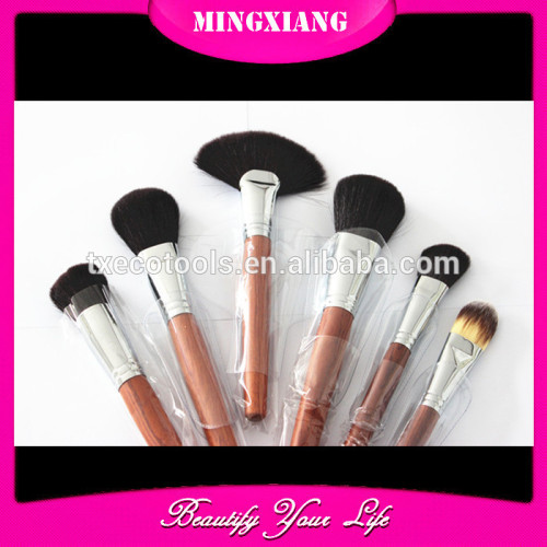 6 pcs Professional goat hair wood handle makeup brush set