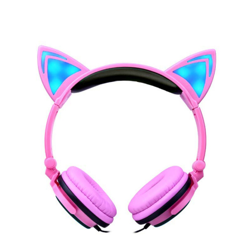 Lighting cat cute portable wired earphone for kids