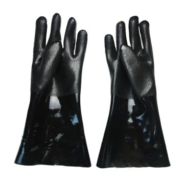 Black PVC Dipped glove Sandy finish jersey lined14''