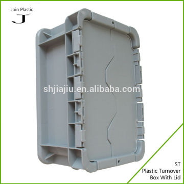 Lid attached large flat plastic storage boxes