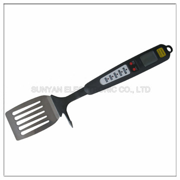 BBQ grill spatula with digital thermometer