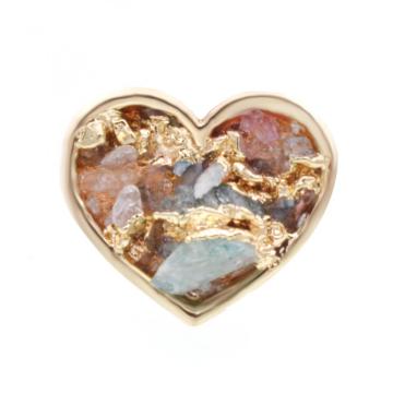 18k Gold Color Natural Heart Drusy Crystal Rings