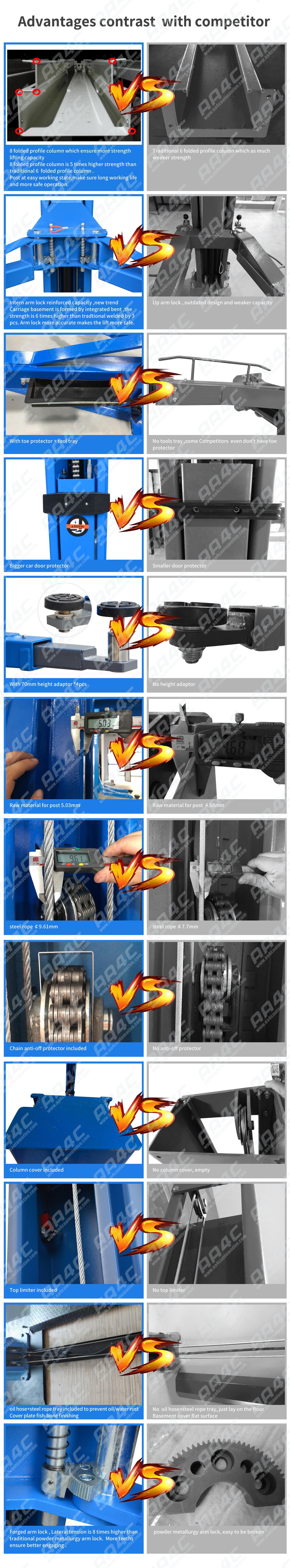 AA4C 4.5T Manual release 2 post Automobile elevator Maualal relased 2 pillar car lift