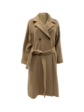 Double-Faced Wool Long Double-Breasted Belted Wool Coat