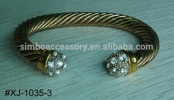 2016 hot new wire cuff bangle with rhinestone,cuff bracelet,wire bangle bracelet jewelry