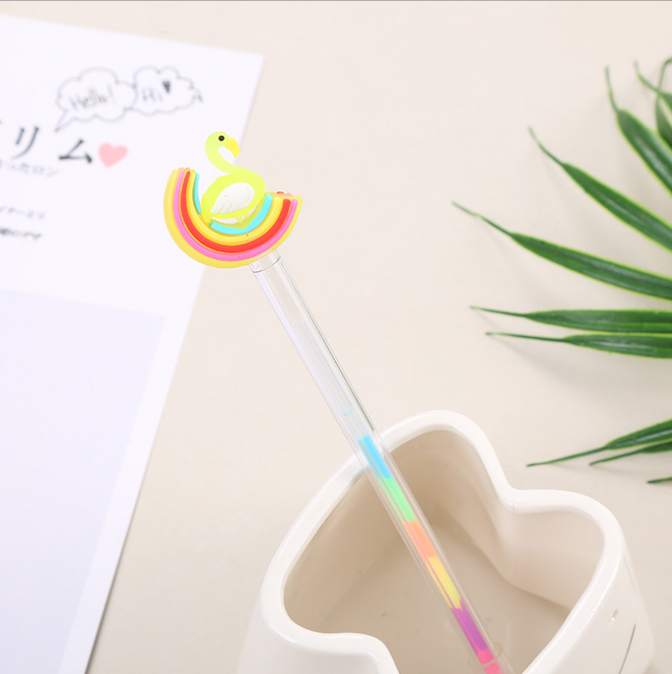 Creative Rainbow Neutral 6 Color Pen Highlighter Pastel Pastel Cartoon Swan Pony Modeling Highlighter
