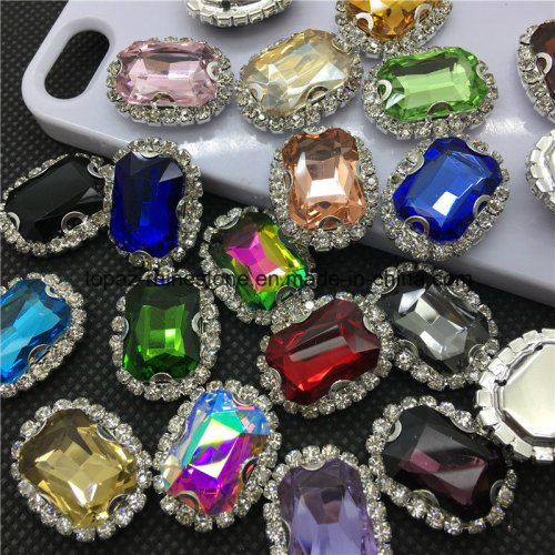 Sewing Glass Crystal Sew on Rhinestones with Claw Setting for Evening Dress (SW-retângulo 13 * 18mm)