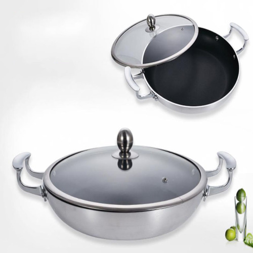 เหล็กกล้าไร้สนิม Binaural Nonstick Pan