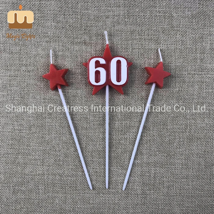 Number 60 Star Birthday Cake Candle Factory