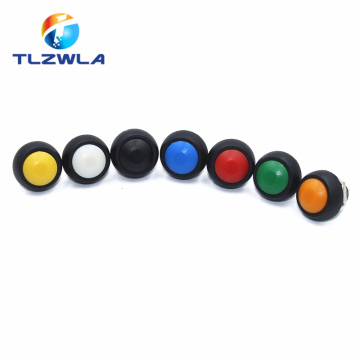 100pcs DIY Mini 12mm Momentary Waterproof Push Button Switch Horn Blue White Green Red Yellow Black 1A 250V Self-reset