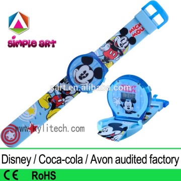 cartoon audits mickey pattern flashing lights plastic kids digital watches