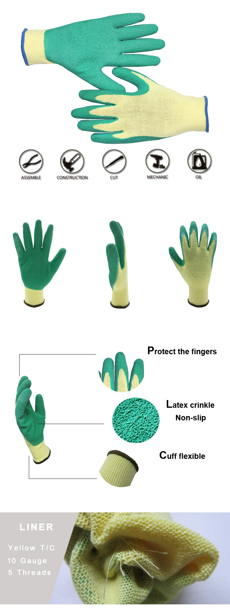 Latex Coated Labor Safety Products Work Gloves Ce 3232