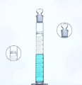 Medición del cilindro con tapón de vidrio con 10 ml