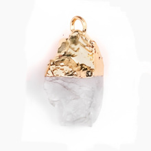 Clear Crystal Irregular Raw Stone Gilded Pendant For Making Jewlery