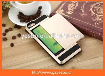 Slide armour case back cover for iphone 6, credit card plastic case for iphone 6 plus