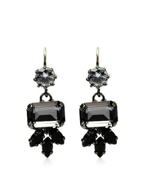 Gun black CZ diamond drop earring