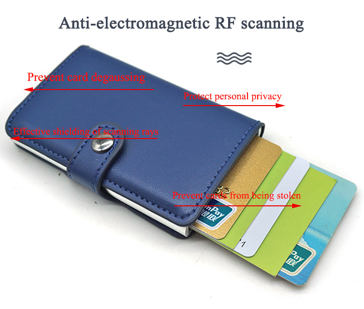 Pocket Genuine leather aluminum metal credit card holder RFID Blocking wallet