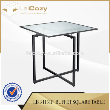 Hotel buffet glass table/ restaurant buffet glass table/tempered glass top buffet table