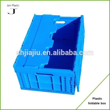 Foldable injection molded plastic container