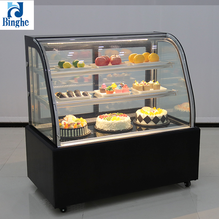 top quality commercial curved glass cover cake showcase refrigerated chocolate display case