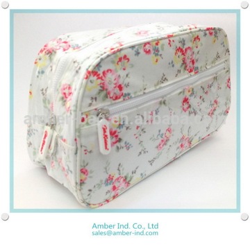 PVC coating cavance floral cosmetic bag