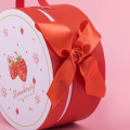 Red round gift box double covering with handle