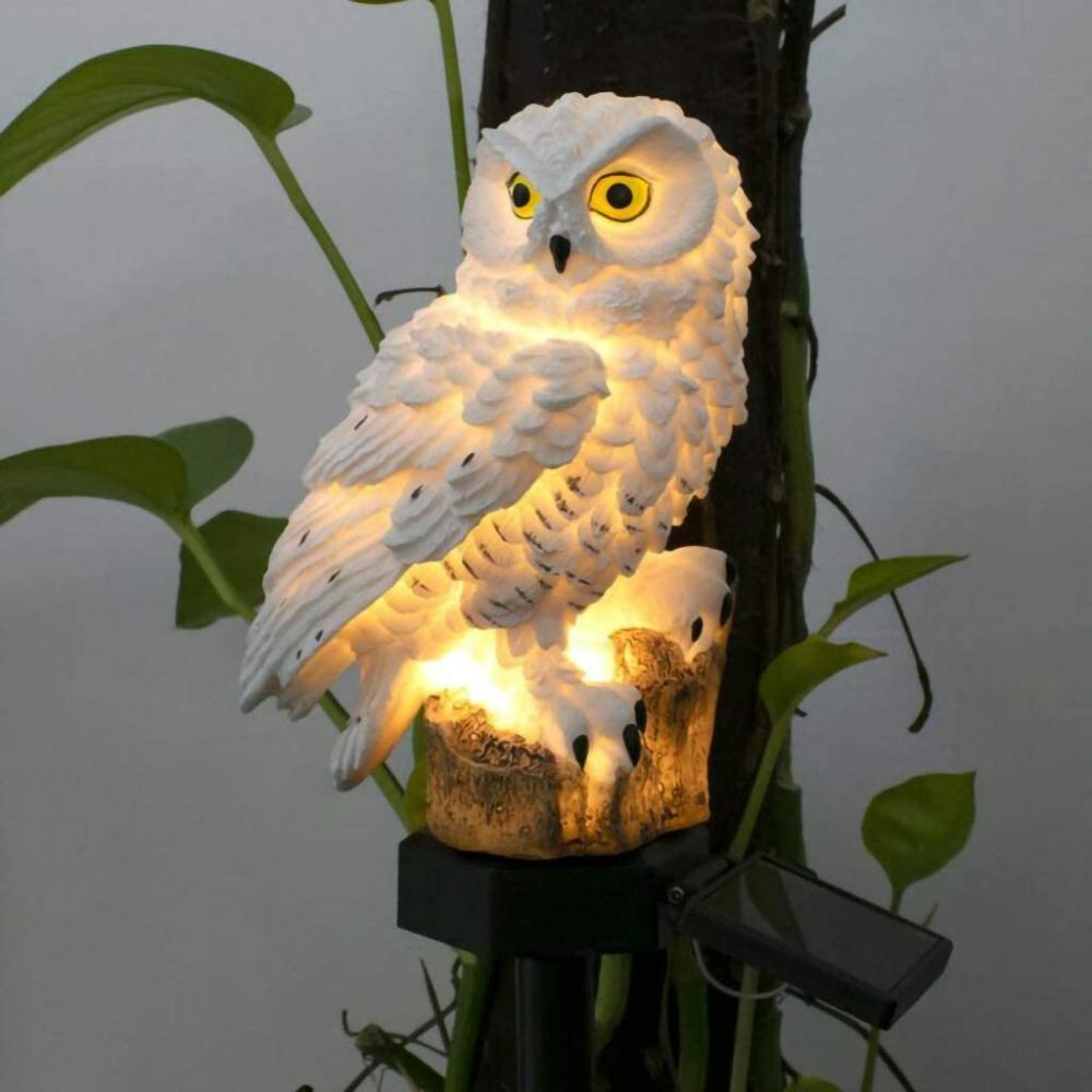 ไฟ LED แสงอาทิตย์ Resin Owl พร้อมสเตค