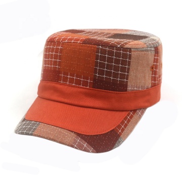 Women's Multi-Color Patch Work Flat Top Checked Hat